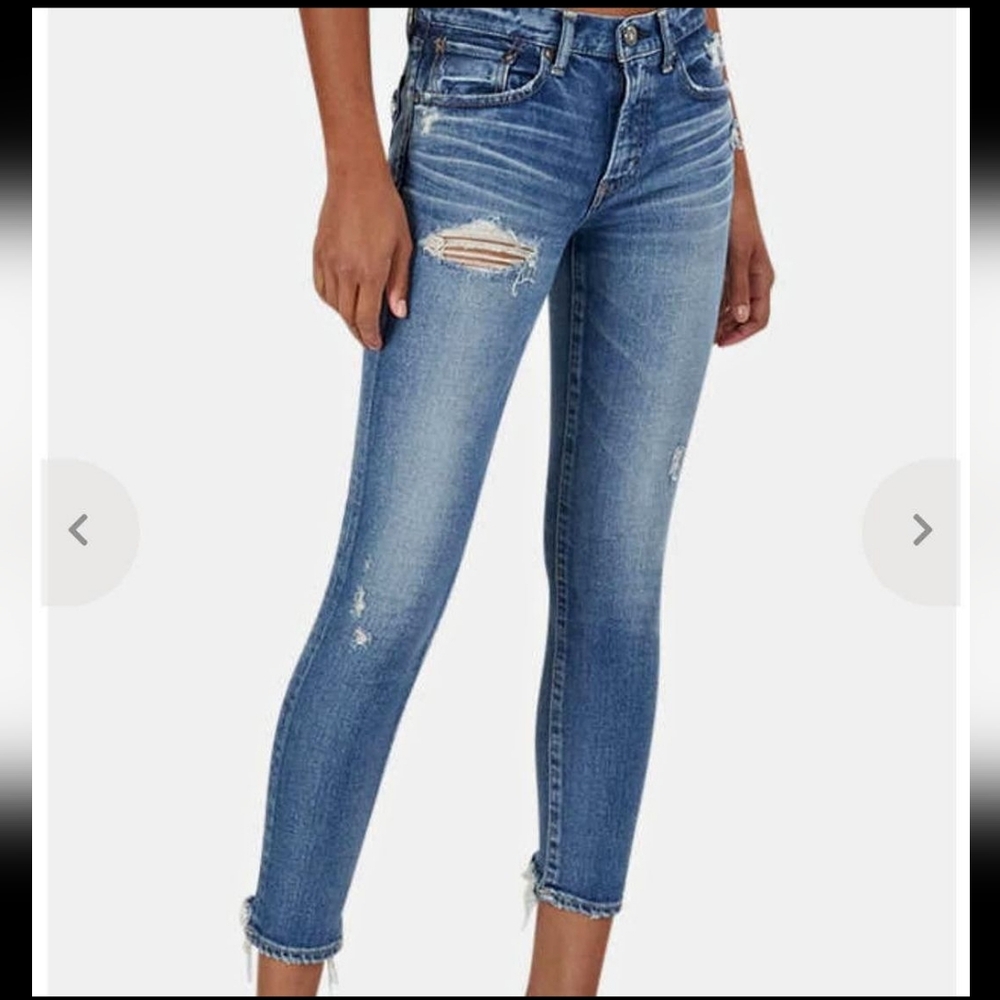 Moussy Vintage Lindsay Distressed Skinny Stretch Denim Jeans Light Wash Sz 28